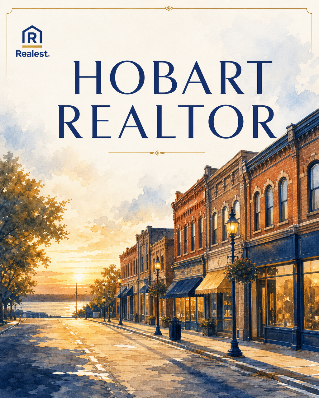 Hobart Realtor | Sash Joveski — elegant Main Street and lake painterly.