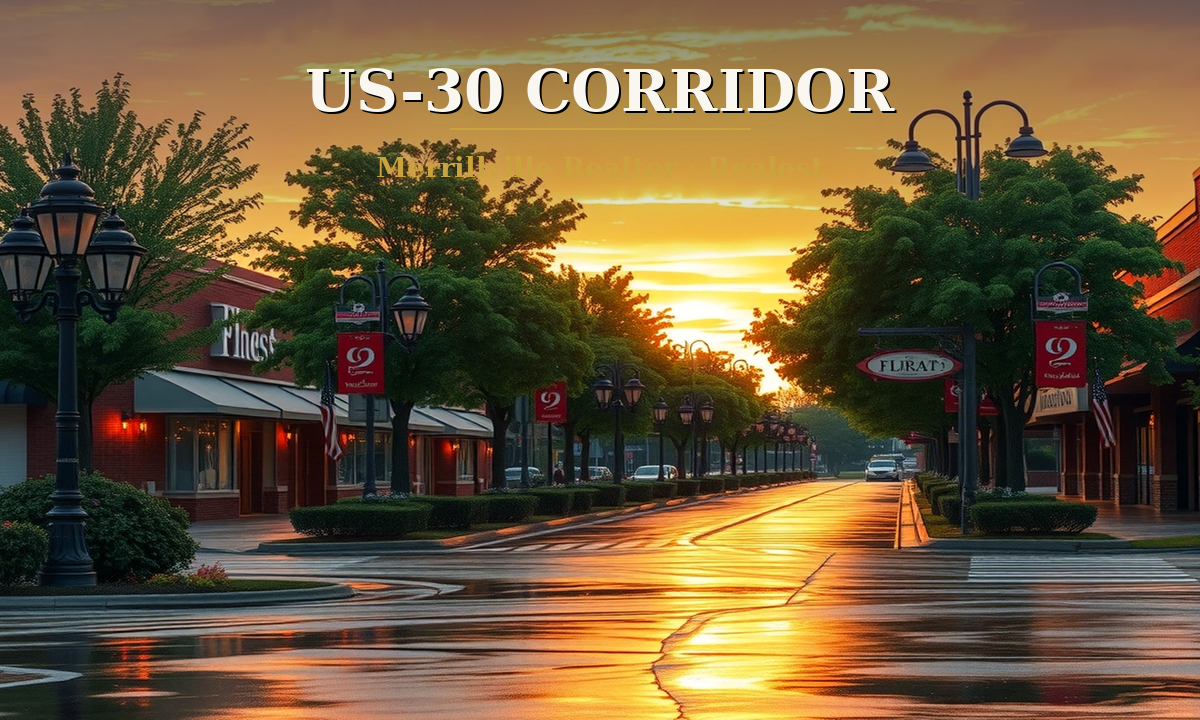 Merrillville Realtor — elegant US-30 corridor at golden hour