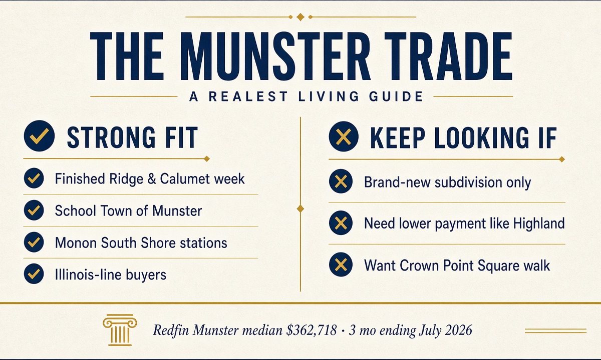 The Munster Trade — finished Ridge and Calumet week vs who should tour elsewhere; Redfin median $362,718