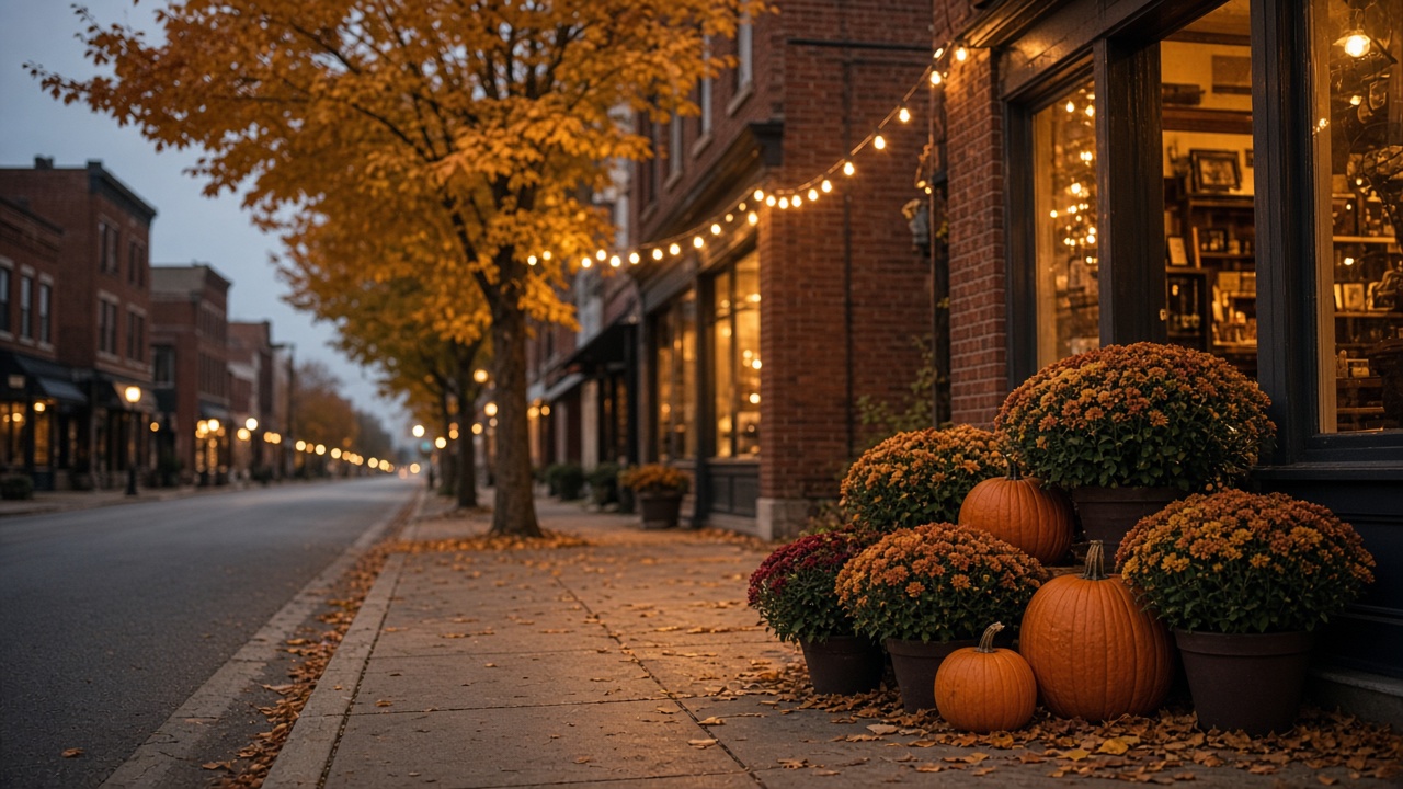Autumn street scene in Northwest Indiana for October weekend events